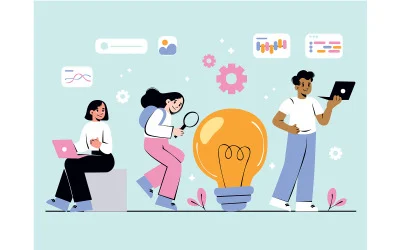 Colorful Illustrations Representing Creativity and Innovation