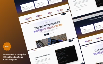 NeuralVault — Enterprise AI SaaS Landing Page HTML Template
