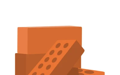 Old Red Brick Isolated on White Background – Solid Clay Building Material Vector for Construction